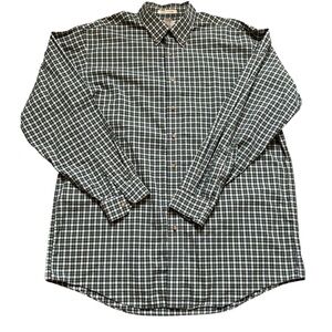L. L. Bean Men's green plaid Checkered wrinkle resistant‎ button down XL- REG